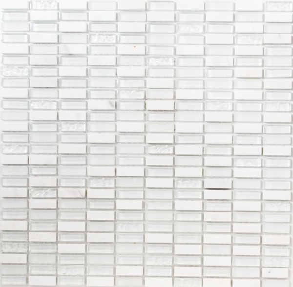 Rectangular mosaic tiles glass mosaic white carrara look quarry glass natural stone tile backsplash bathroom kitchen WC - MOS87-1401