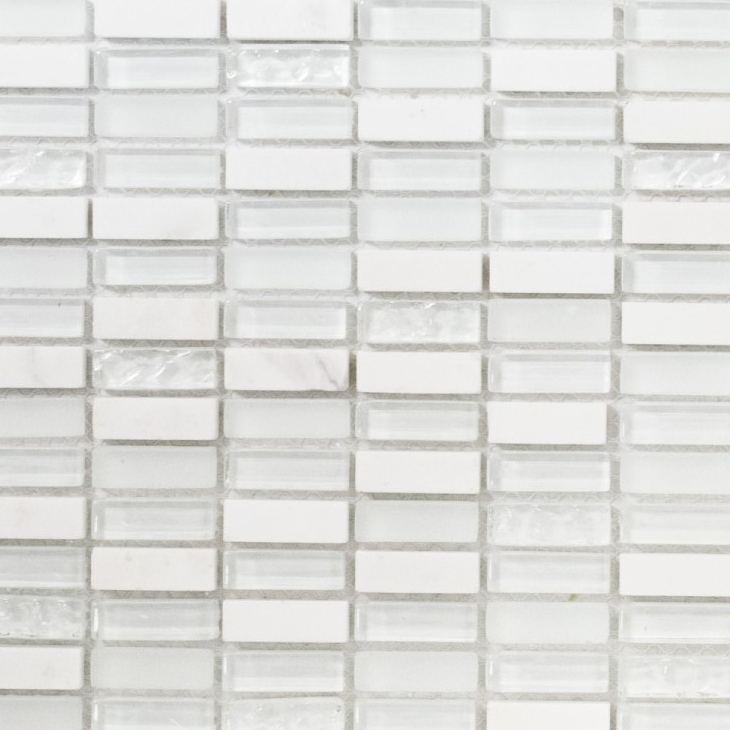 Rectangular mosaic tiles glass mosaic white carrara look quarry glass natural stone tile backsplash bathroom kitchen WC - MOS87-1401