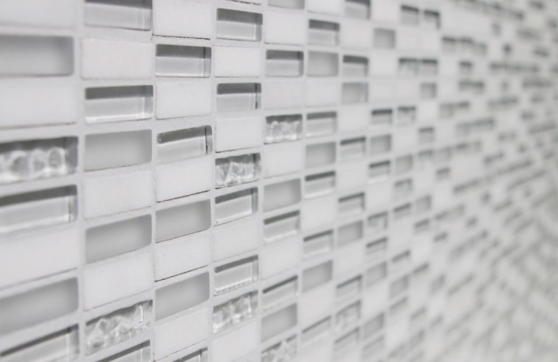 Rectangular mosaic tiles glass mosaic white carrara look quarry glass natural stone tile backsplash bathroom kitchen WC - MOS87-1401