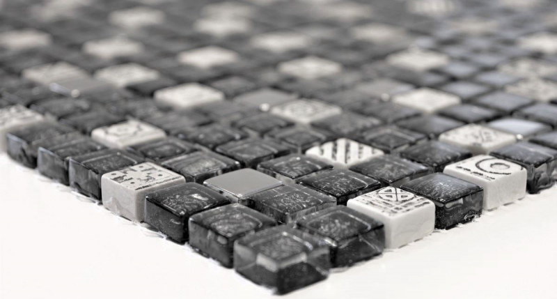 Glass mosaic artificial stone mosaic tile resin silver anthracite black structure kitchen splashback tile backsplash - MOS92-Z02EU