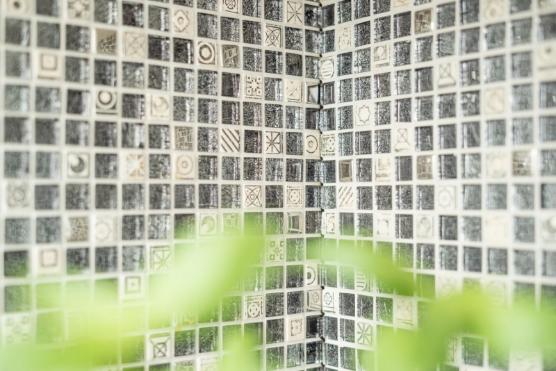 Glass mosaic artificial stone mosaic tile resin silver anthracite black structure kitchen splashback tile backsplash - MOS92-Z02EU