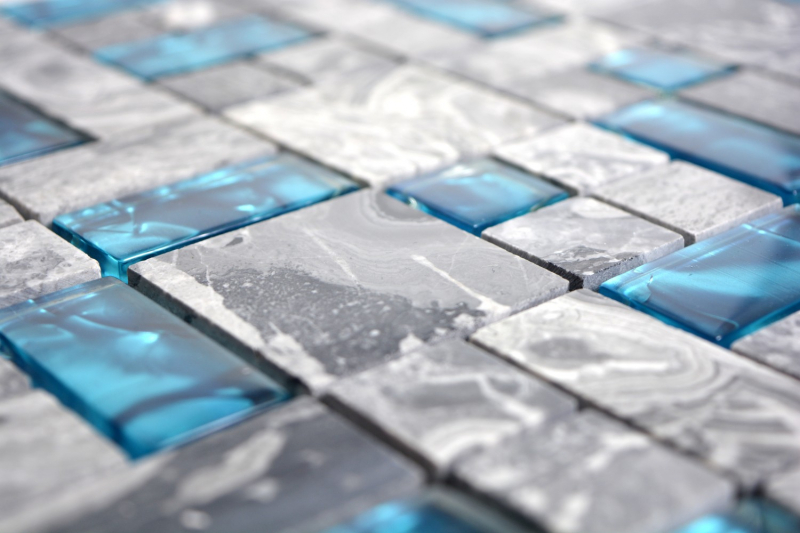 Natural stone glass mosaic marble mosaic tiles gray blue anthracite kitchen splashback tile back WC - MOS88-0404
