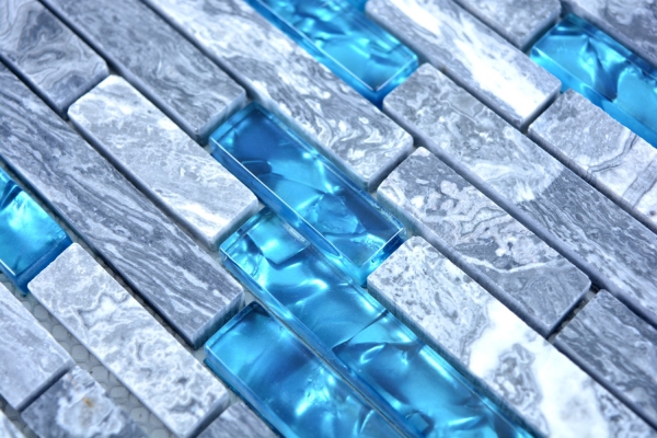 Mosaic tile Translucent gray composite glass mosaic Crystal stone gray blue MOS87-0404_f