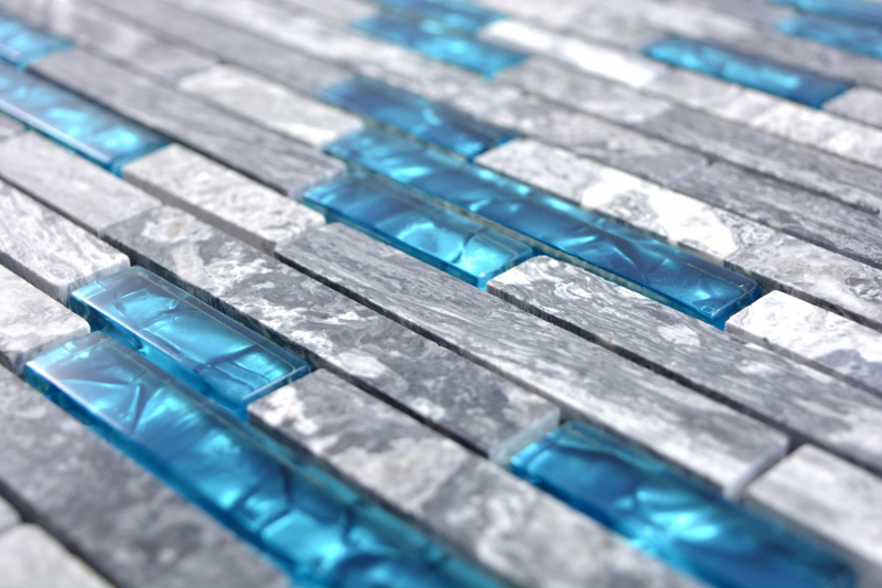 Mosaic tile Translucent gray composite glass mosaic Crystal stone gray blue MOS87-0404_f