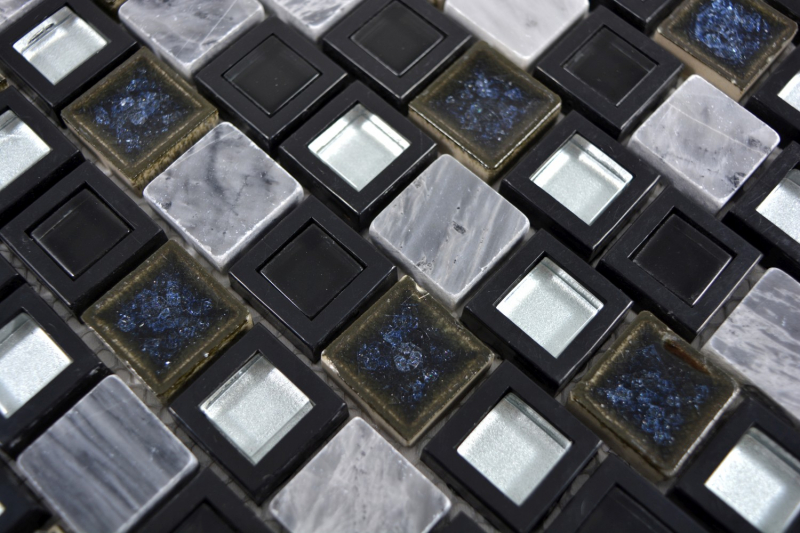 Hand pattern mosaic tile translucent ceramic plastic gray black glass mosaic Crystal stone ceramic gray black MOS82BM-0119_m