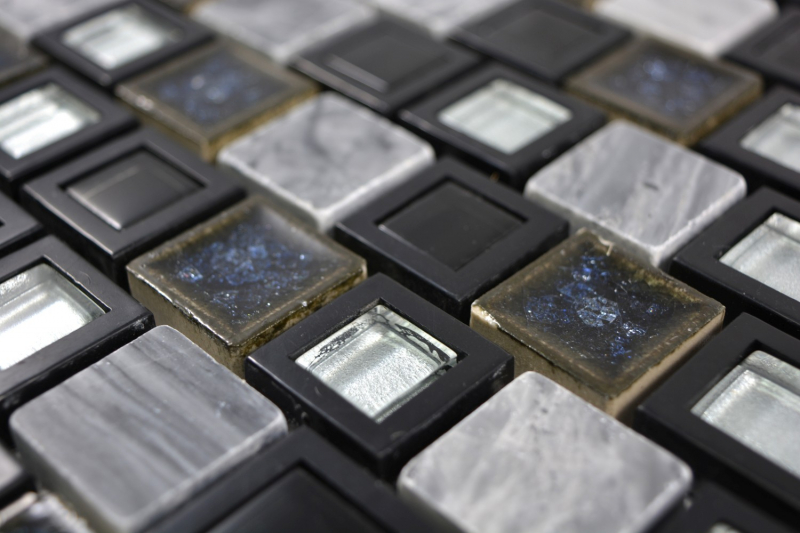 Hand pattern mosaic tile translucent ceramic plastic gray black glass mosaic Crystal stone ceramic gray black MOS82BM-0119_m