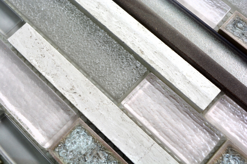 Glass mosaic natural stone rods mosaic ceramic marble beige anthracite gray white tile backsplash wall WC - MOS87SO-0223