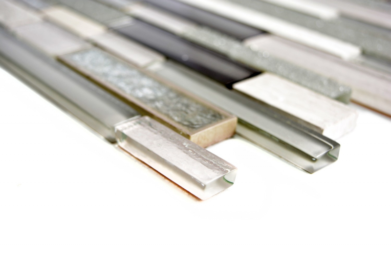 Glass mosaic natural stone rods mosaic ceramic marble beige anthracite gray white tile backsplash wall WC - MOS87SO-0223