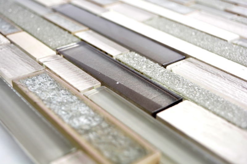 Glass mosaic natural stone rods mosaic ceramic marble beige anthracite gray white tile backsplash wall WC - MOS87SO-0223