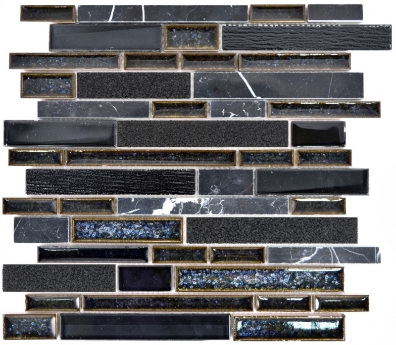 Hand-painted mosaic tile translucent ceramic black composite glass mosaic Crystal stone ceramic black MOS87SO-0329_m