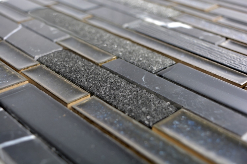 Hand-painted mosaic tile translucent ceramic black composite glass mosaic Crystal stone ceramic black MOS87SO-0329_m