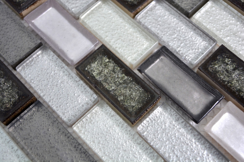 Hand-painted mosaic tile Translucent ceramic gray Brick Glass mosaic Crystal ceramic Arctic gray MOS83IC-0219_m