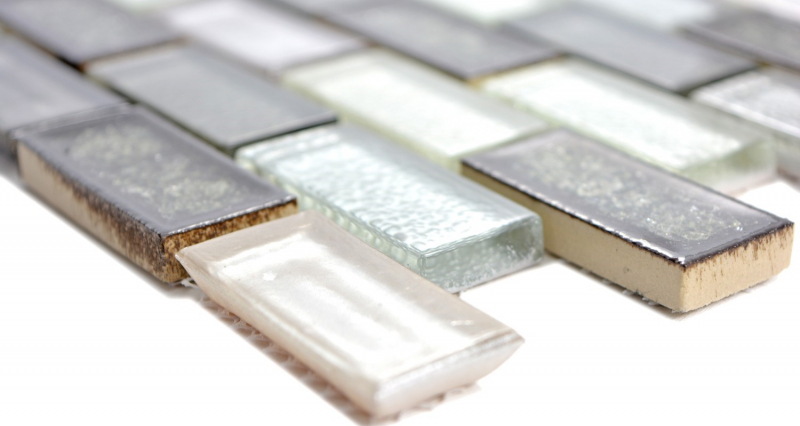 Hand-painted mosaic tile Translucent ceramic gray Brick Glass mosaic Crystal ceramic Arctic gray MOS83IC-0219_m