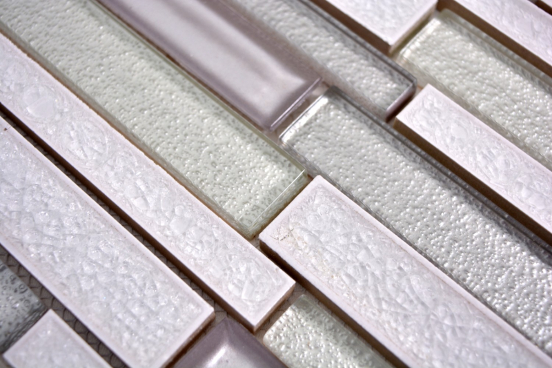 Hand-painted mosaic tile translucent ceramic white composite glass mosaic Crystal ceramic Arctic white MOS83IC-0131_m