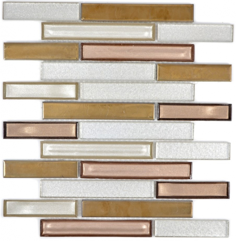 Hand-painted mosaic tile translucent ceramic white copper composite glass mosaic Crystal ceramic white copper MOS87OL-015_m