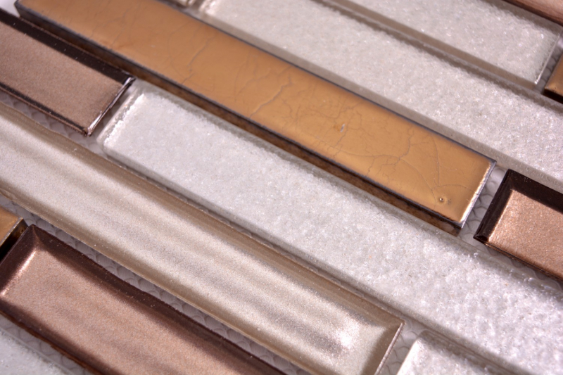 Hand-painted mosaic tile translucent ceramic white copper composite glass mosaic Crystal ceramic white copper MOS87OL-015_m
