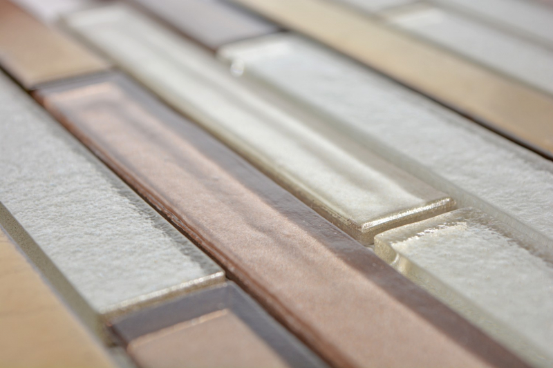 Hand-painted mosaic tile translucent ceramic white copper composite glass mosaic Crystal ceramic white copper MOS87OL-015_m