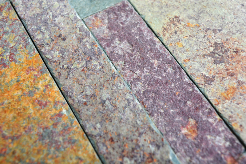 Self-adhesive natural stone wall panels slate wall cladding rust copper