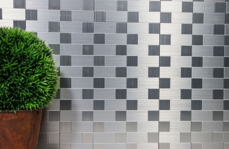 Hand pattern mosaic tile tile mirror self-adhesive aluminum silver metal combination metal MOS200-4MM87_m