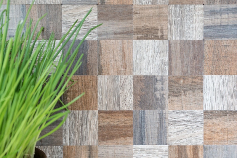 self-adhesive mosaic tile ALU gray beige metal wood look MOS200-2422