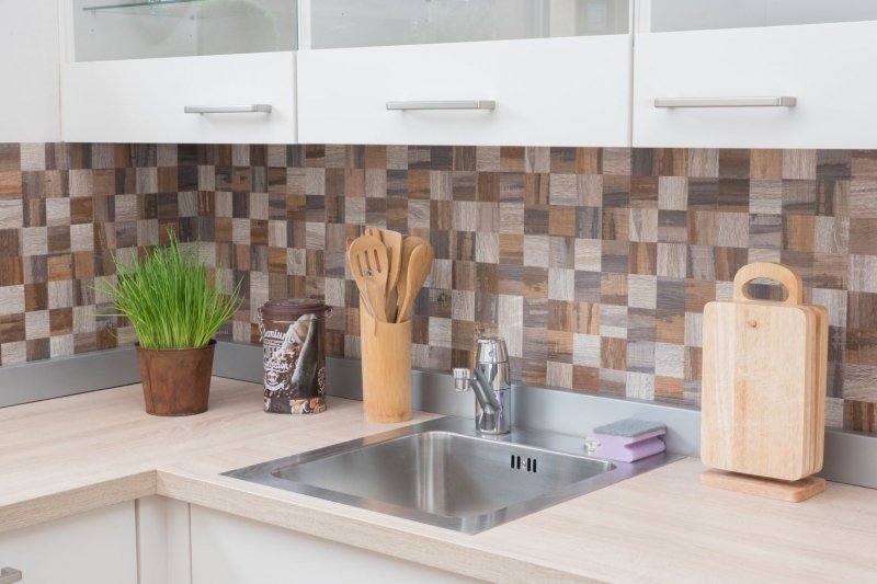 self-adhesive mosaic tile ALU gray beige metal wood look MOS200-2422