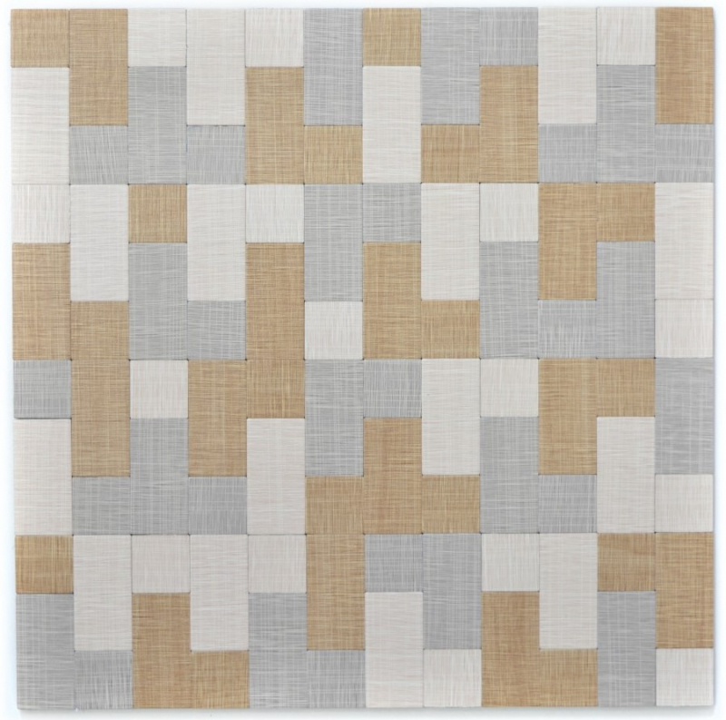 Hand pattern mosaic tile tile mirror self-adhesive aluminum cream beige gray combination metal textile look MOS200-2522_m