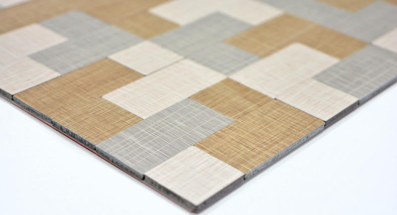 Hand pattern mosaic tile tile mirror self-adhesive aluminum cream beige gray combination metal textile look MOS200-2522_m