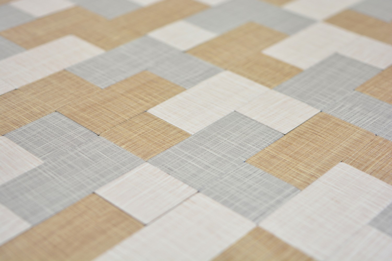 Hand pattern mosaic tile tile mirror self-adhesive aluminum cream beige gray combination metal textile look MOS200-2522_m