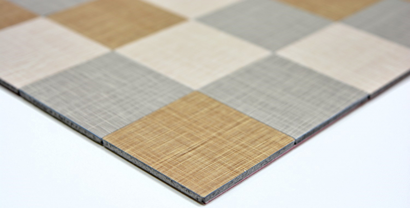 Mosaic tiles kitchen splashback self-adhesive aluminum cream beige grey metal textile look MOS200-2622_f