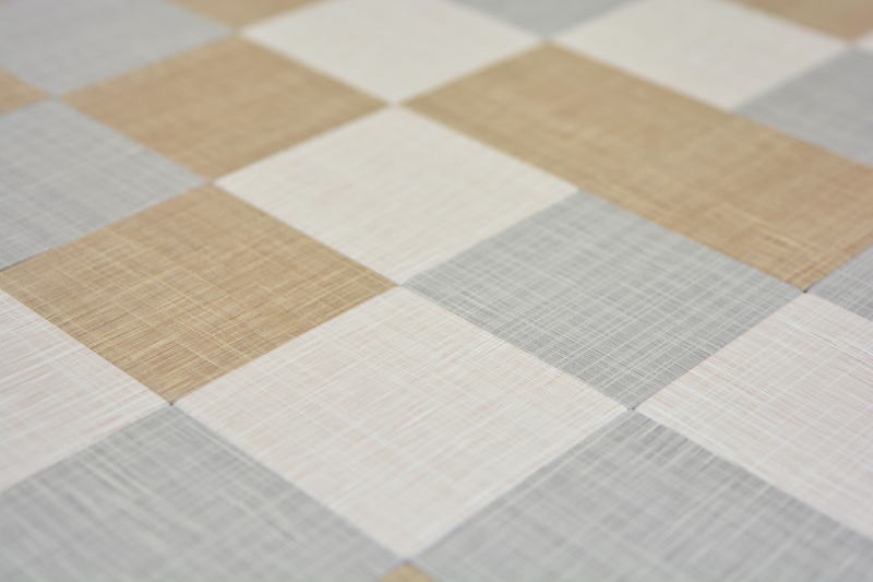 Mosaic tiles kitchen splashback self-adhesive aluminum cream beige grey metal textile look MOS200-2622_f