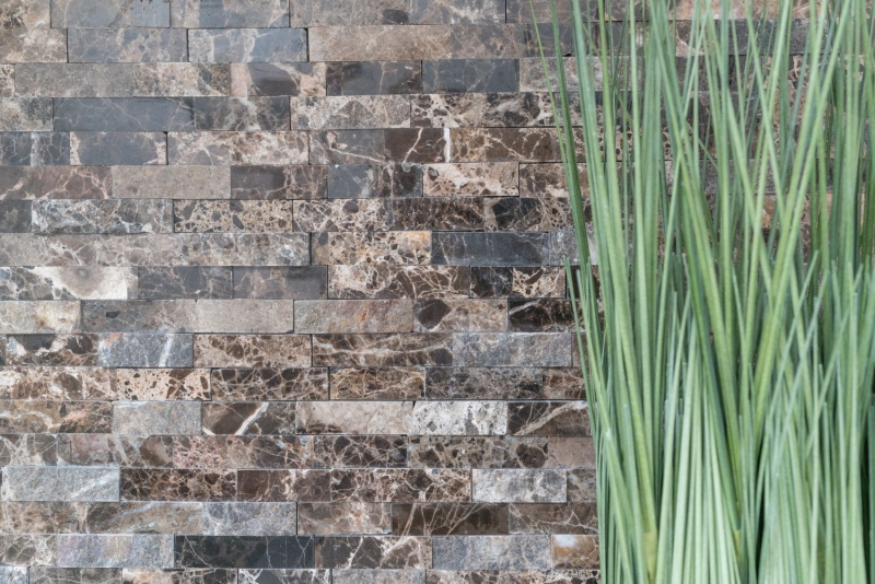 Facing brick 3D effect marble panels natural stone wall cladding self-adhesive DIY MOS200-0113