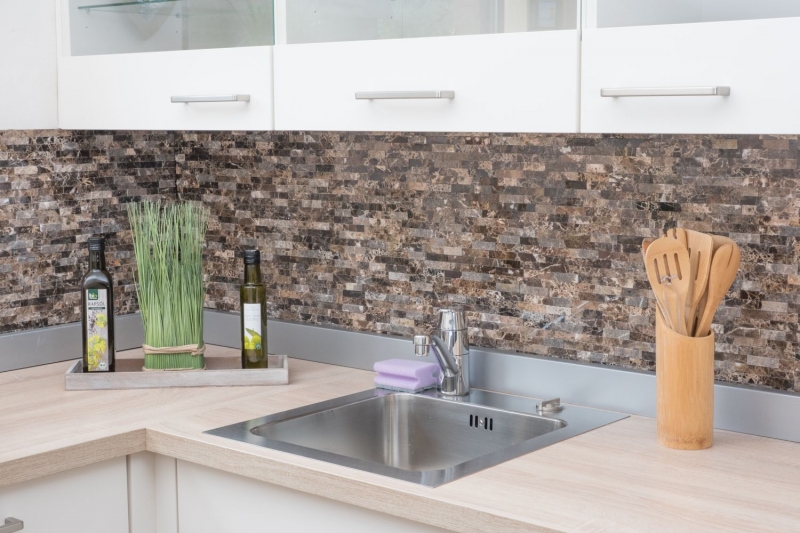 Facing brick 3D effect marble panels natural stone wall cladding self-adhesive DIY MOS200-0113