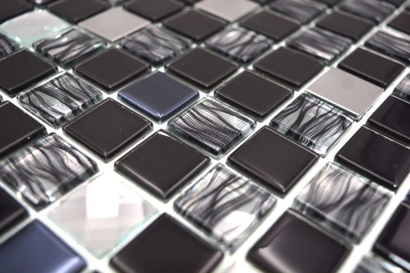 Stainless steel glass mosaic tile Self-adhesive kitchen splashback wall cladding MOS200-4CM26