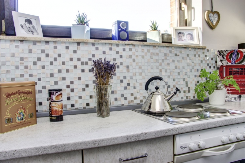 self-adhesive glass mosaic mosaic tile natural stone stainless steel cream white MOS200-4CM32