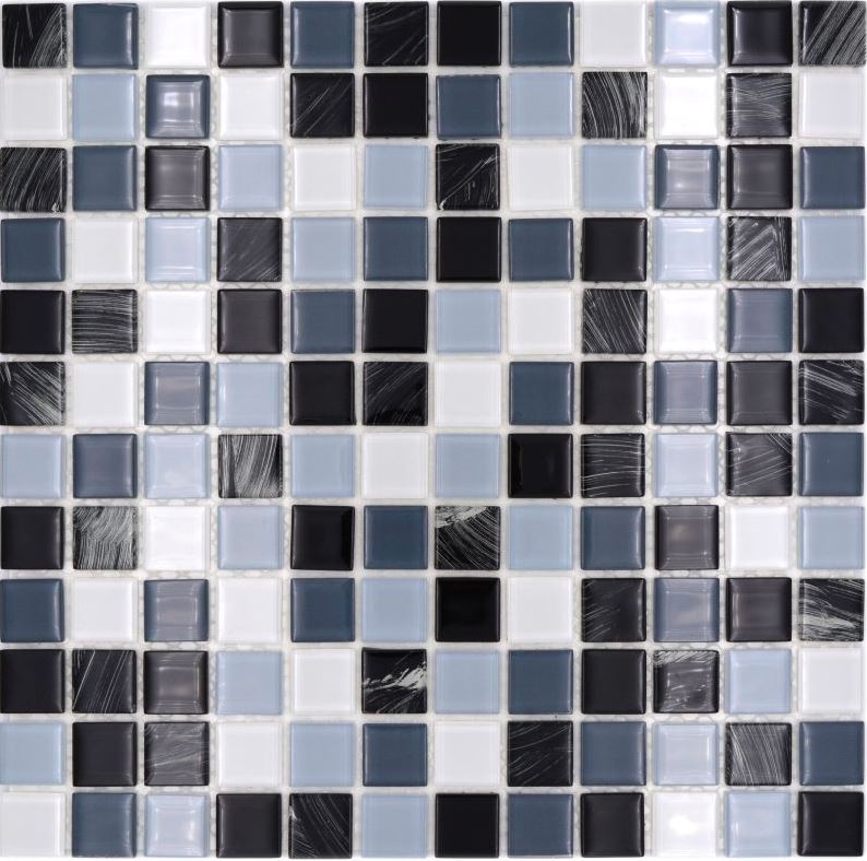 self-adhesive glass mosaic mosaic tile gray black white wipe MOS200-4CM28