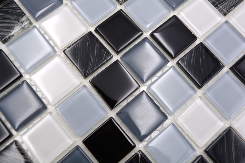 self-adhesive glass mosaic mosaic tile gray black white wipe MOS200-4CM28