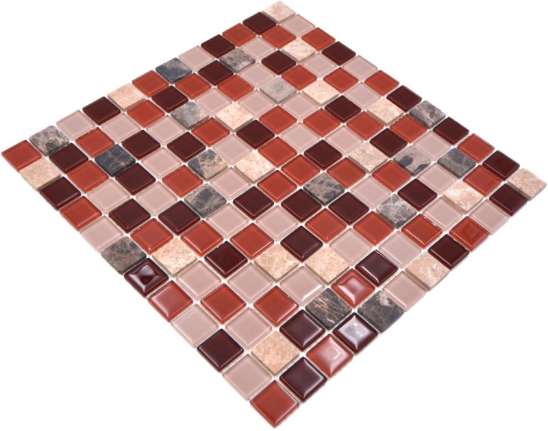 self-adhesive glass mosaic mosaic tile natural stone rose beige brown emperador MOS200-4M352