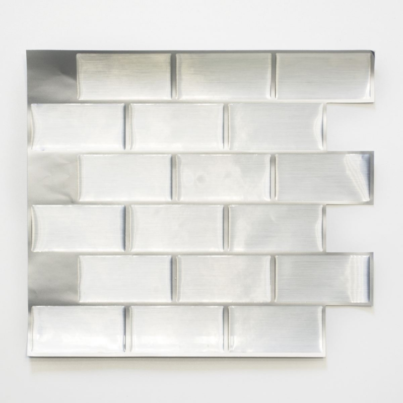 self-adhesive mosaic vinyl adhesive foil Metro silver tile backsplash kitchen backsplash decor