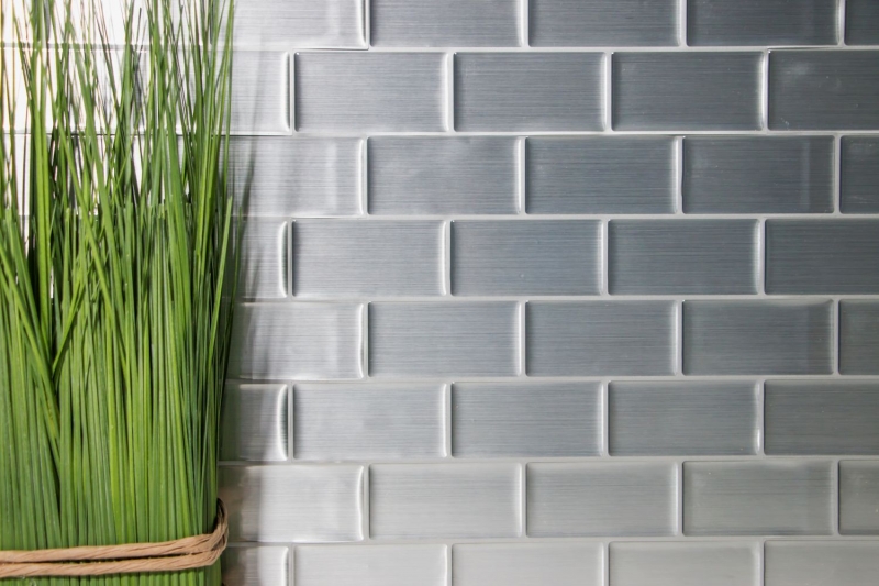 self-adhesive mosaic vinyl adhesive foil Metro silver tile backsplash kitchen backsplash decor