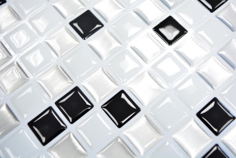 self-adhesive mosaic tiles optics vinyl adhesive film white silver black tile backsplash kitchen