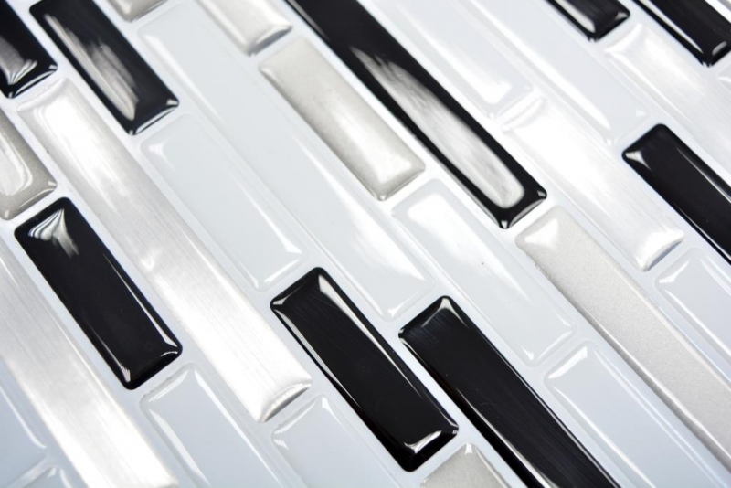 self-adhesive mosaic stick look vinyl adhesive film white silver black tile backsplash kitchen
