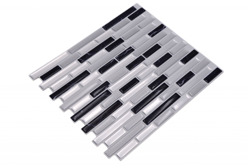 self-adhesive mosaic stick look vinyl adhesive film white silver anthracite tile backsplash kitchen
