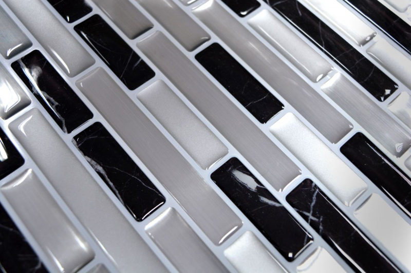 self-adhesive mosaic stick look vinyl adhesive film white silver anthracite tile backsplash kitchen