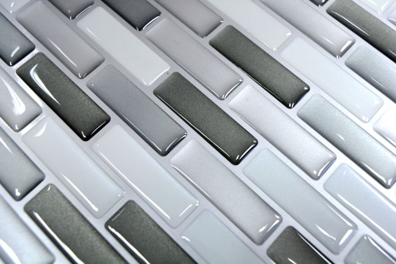 Hand pattern mosaic tile tile mirror self-adhesive vinyl foil vinyl silver white vinyl gray silver oblong 4-pack MOSVinyl-24086_m