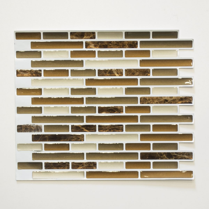 self-adhesive mosaic stick look vinyl adhesive film beige brown emperador tile backsplash kitchen