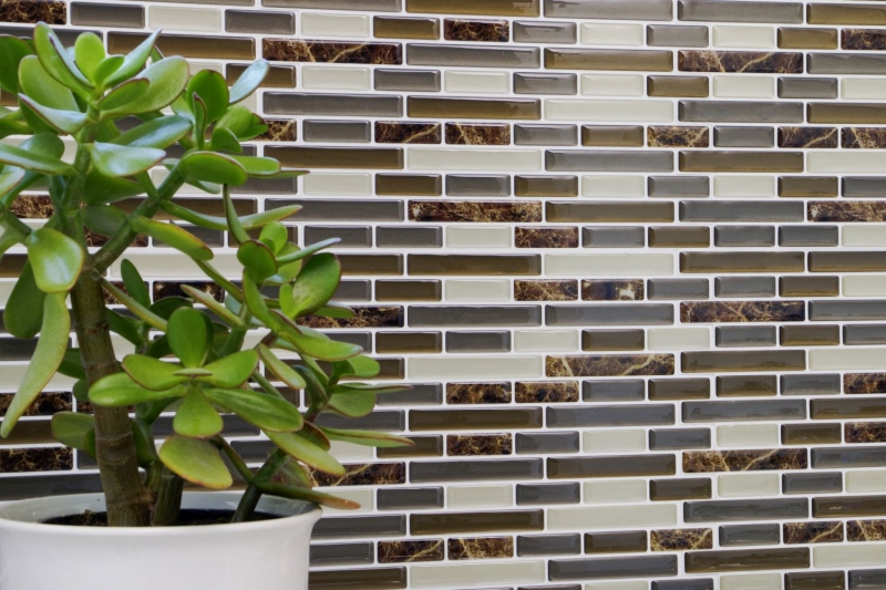 self-adhesive mosaic stick look vinyl adhesive film beige brown emperador tile backsplash kitchen