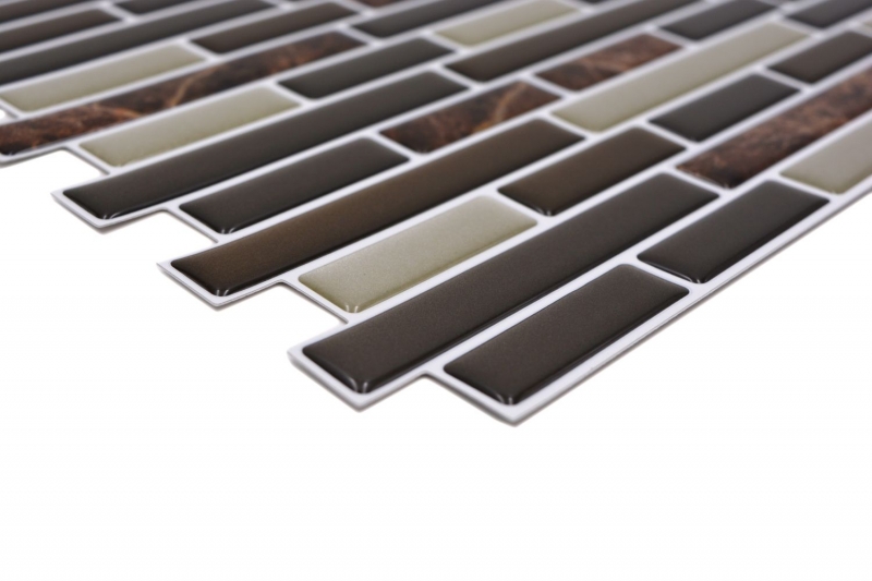 self-adhesive mosaic stick look vinyl adhesive film beige brown emperador tile backsplash kitchen