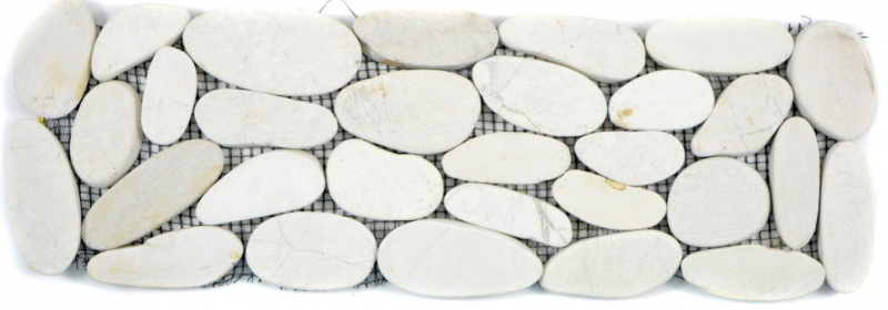 River pebble white cream ivory border pebble cut flat wall bathroom floor kitchen WC sauna - MOSBor-SK0101