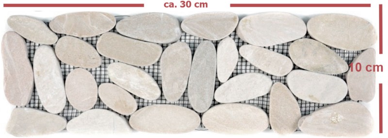 River pebbles light beige brown cream border pebble cut flat kitchen wall floor bathroom WC sauna - MOSBor-SK1202