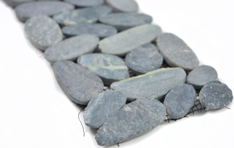 River pebbles black gray anthracite border pebble cut flat bathroom kitchen floor wall WC sauna - MOSBor-SK0202